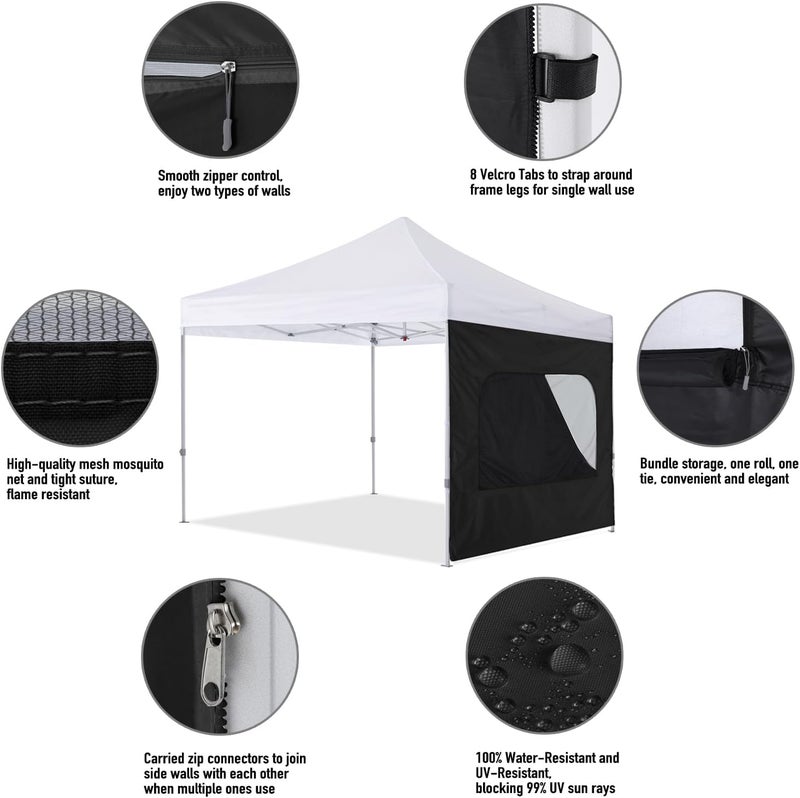 COOSHADE Instant SunWall 8x8 SideWall for Pop up Canopy Tent, 1 Pack Sidewall with Mesh Window Only, Black - Image 3